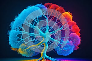 Minds Symphony. Unveiling the Intricate Dance of the Human Brain. A beautiful abstract human brain. Generative AI