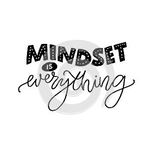 Mindset is everything. Motivational quote about fixed and growth mind set. Inspirational slogan for coaching and
