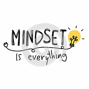 Mindset is everything word and lightbulb illustration