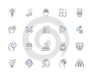 Mindset outline icons collection. Mental attitude, Outlook, Perspective, Perspective, Notion, Attitude, Viewpoint vector