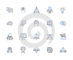 Mindset outline icons collection. Mental attitude, Outlook, Perspective, Perspective, Notion, Attitude, Viewpoint vector