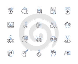 Mindset outline icons collection. Mental attitude, Outlook, Perspective, Perspective, Notion, Attitude, Viewpoint vector