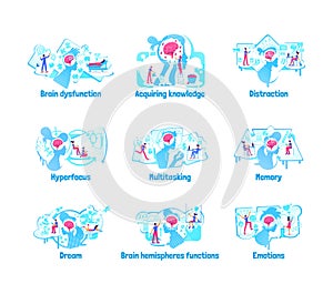 Mindset processes flat concept vector illustration set