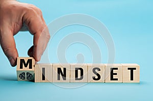 Mindset Word Written In Wooden Cube, business concept. Mindset banner. Minimal aesthetics. Mindset Concept