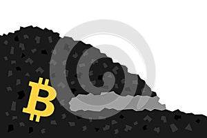 Mine the bitcoin - cryptucurrency and virtual digital currency is gained and earned by mining
