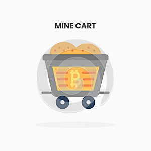 Mine cart icon flat.
