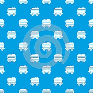 Mine cart pattern vector seamless blue