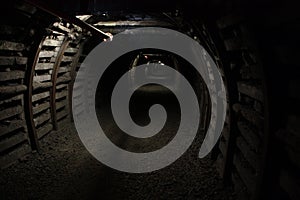 Mine. Coal mining.Underground catacombs.