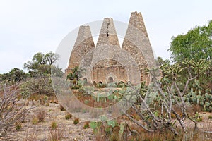 Mine furnaces and chimneys in mineral de pozos, guanajuato, mexico