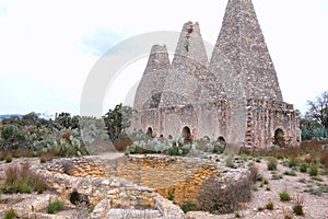 Mine furnaces and chimneys in mineral de pozos, guanajuato, mexico I