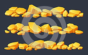 Mine gold nugget pile game treasure vector icon