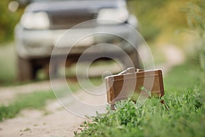 Mine installed next to the road in the grass