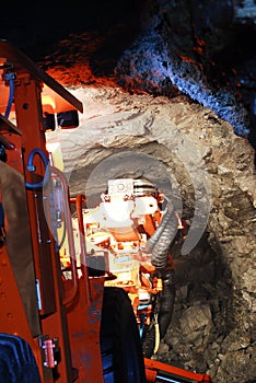 Mine machine inside the gold mine