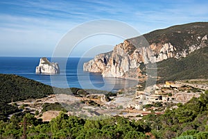 Mine of Masua on the rocky sea coast of Sardinia, Italy.