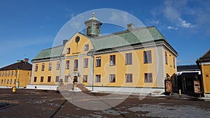Mine museum of Falun copper mine pit in winter in Sweden