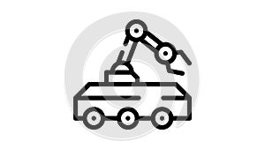 mine neutralization robot line icon animation