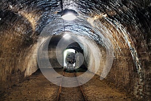 Mine railway in undergroud. photo