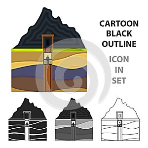 Mine shaft icon in cartoon style photo