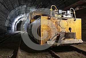 Mine train close-up in the Cogne mine