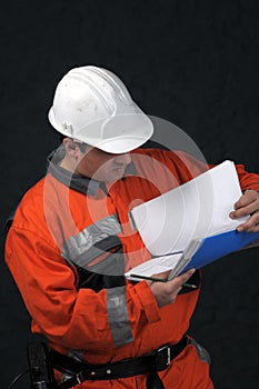 Mine worker with file