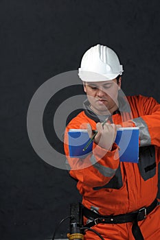 Mine worker with file