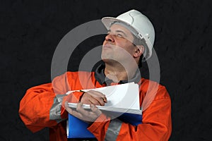 Mine worker with file