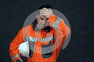 Mine worker sweeping