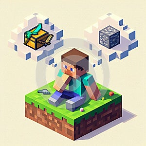 Minecraft character thinking