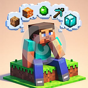 Minecraft character thinking