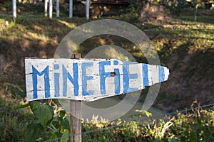 Minefield sign