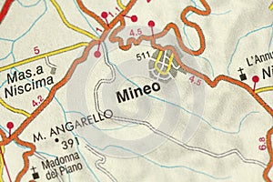 Mineo. Map. The islands of Sicily, Italy