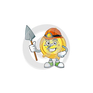 Miner alarm clock cartoon with machine classic