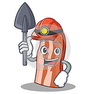 Miner bacon mascot cartoon style