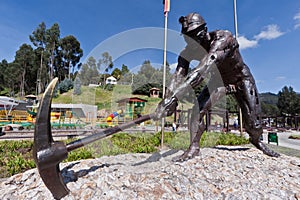 Miner Bronze Statue Zipaquira Salt Mines Colombia