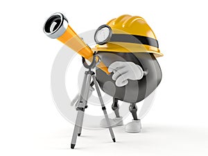 Miner character looking through a telescope