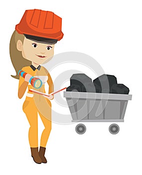 Miner checking documents vector illustration.