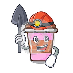 Miner coffee cup mascot cartoon