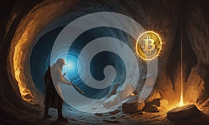 Miner Discovering Bitcoin Art