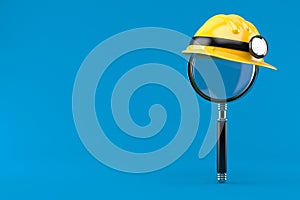 Miner helmet with magnifying glass