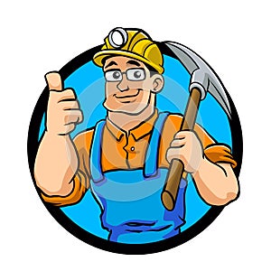 Miner hold the pick axe