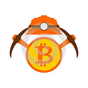 Miner logo. Mining Bitcoin Crypto Currencies. Worker