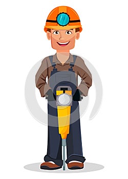 Miner man, mining worker. Cartoon character