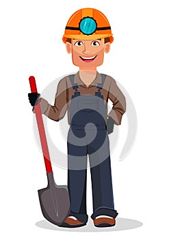 Miner man, mining worker. Cartoon character