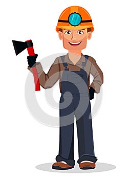 Miner man, mining worker. Cartoon character