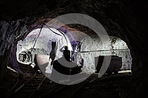 Miner in old mine