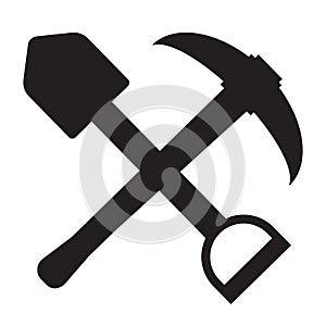 Miner Pickaxe Shovel on white background. shovel and pickaxe sign. flat style