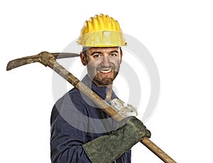 Miner portrait isolated on white