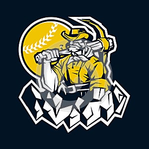 Miner prospector baseball mascot .