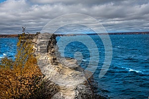 Miner`s Castle rock formation overlooking Lake Superior in the Pictured Rocks National Lake Shore in Michigan`s Upper Peninsula. photo