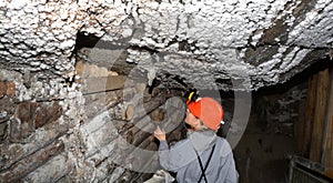 Miner in salt mine